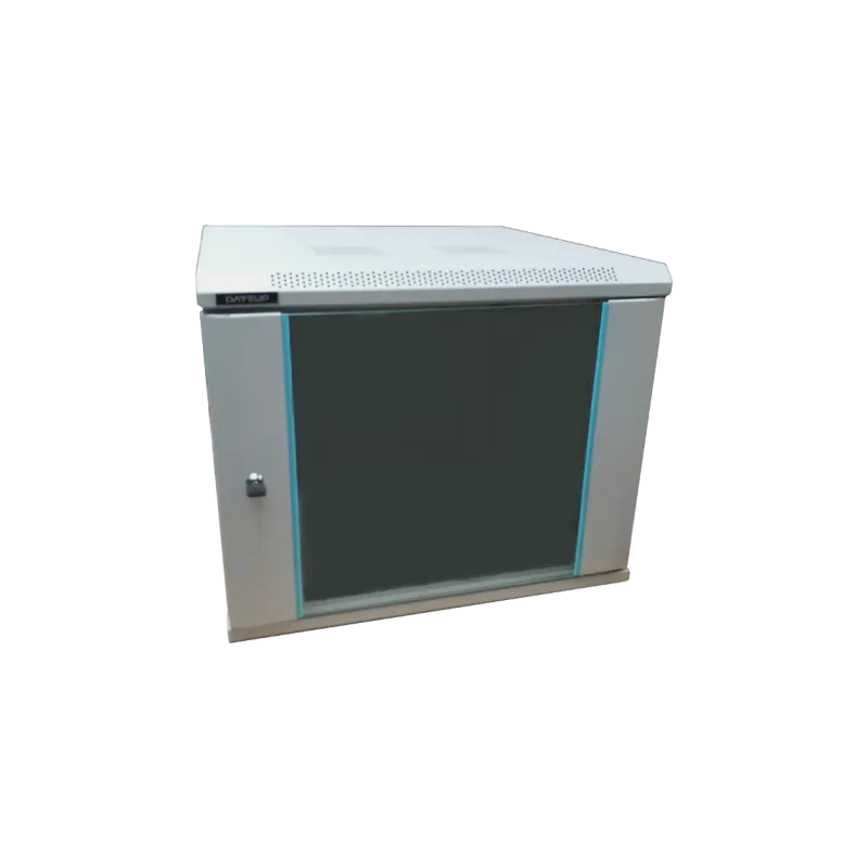 Rack perete 4U 600x450 Dateup gri cu ușă sticlă și panouri laterale
