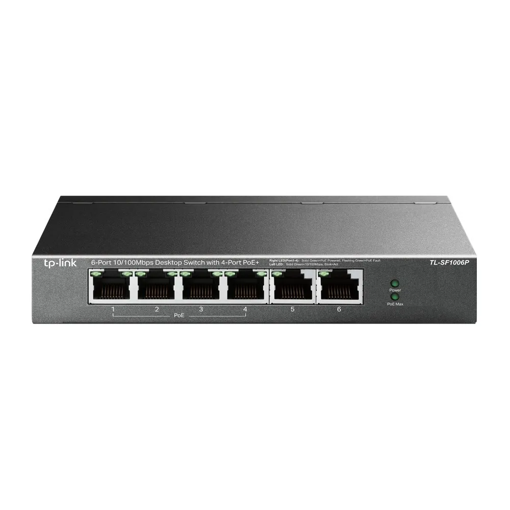 Switch PoE TP-Link TL-SF1006P cu 6 porturi și carcasă metalică