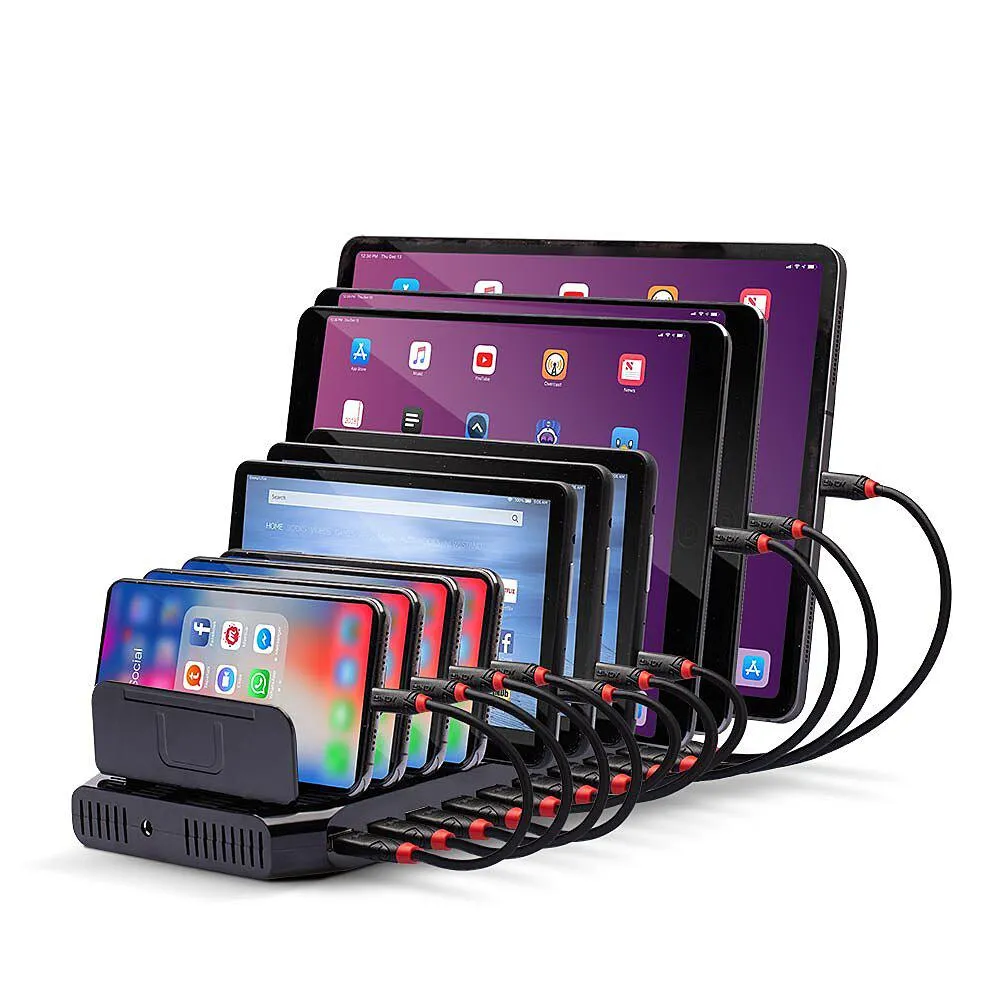 Stație de încărcare Lindy cu 10 porturi USB-A negru