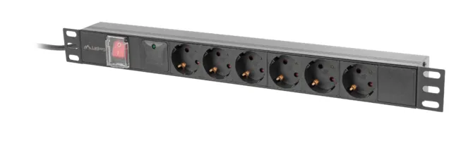 PDU rack 19 inch negru cu 6 prize Lanberg