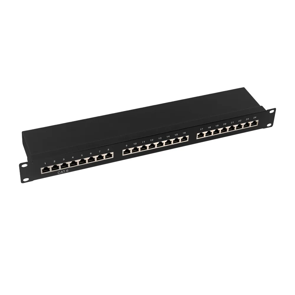 Panou de distribuție Logilink 24 porturi Cat6 STP pentru rack 19 inchi, negru
