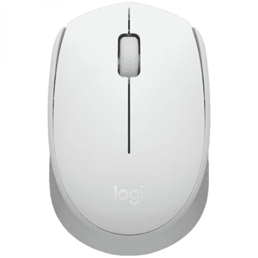 Logitech M171 wireless mouse alb, vedere principală cu design ergonomic