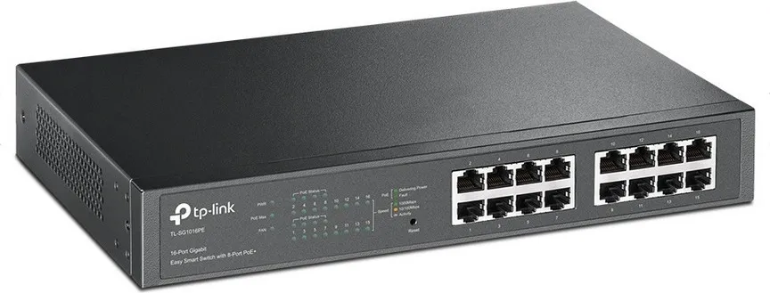 Switch PoE TP-Link 16 porturi Gigabit cu 8 PoE+ carcasă metalică