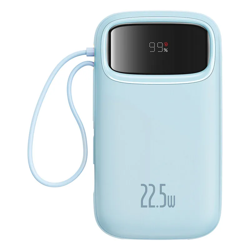 Baterie externă Baseus Qpow2 albastră 20000mAh cu ecran digital și porturi USB-C Lightning