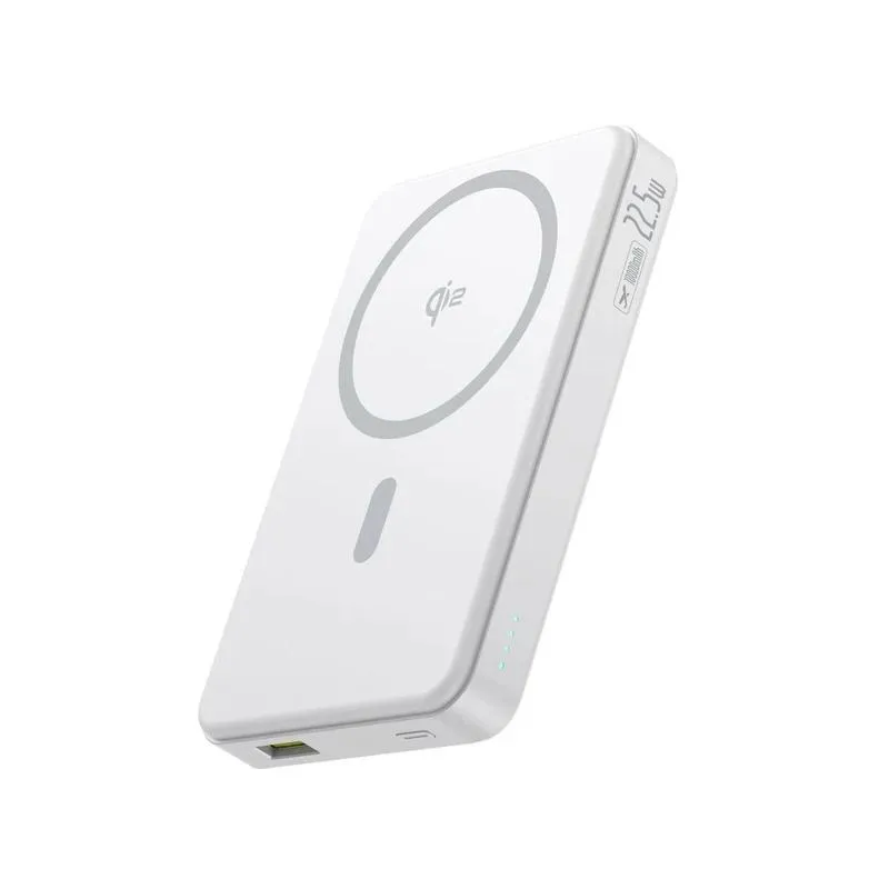 Baterie externă Baseus Airpow 2 Qi2 10000mAh albă cu suport magnetic