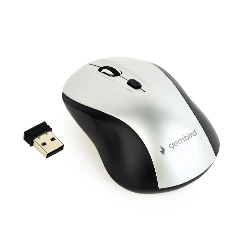 Maus wireless Gembird negru și gri cu senzor optic 1600 DPI