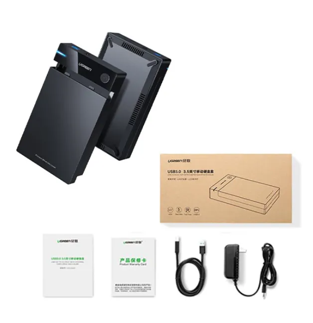 Rack extern Ugreen US222 negru pentru HDD SSD SATA 3.5 inch