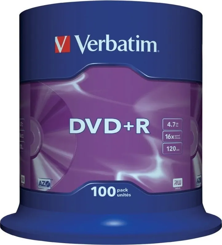 DVD+R Verbatim 4.7GB set 100 bucăți în spindle