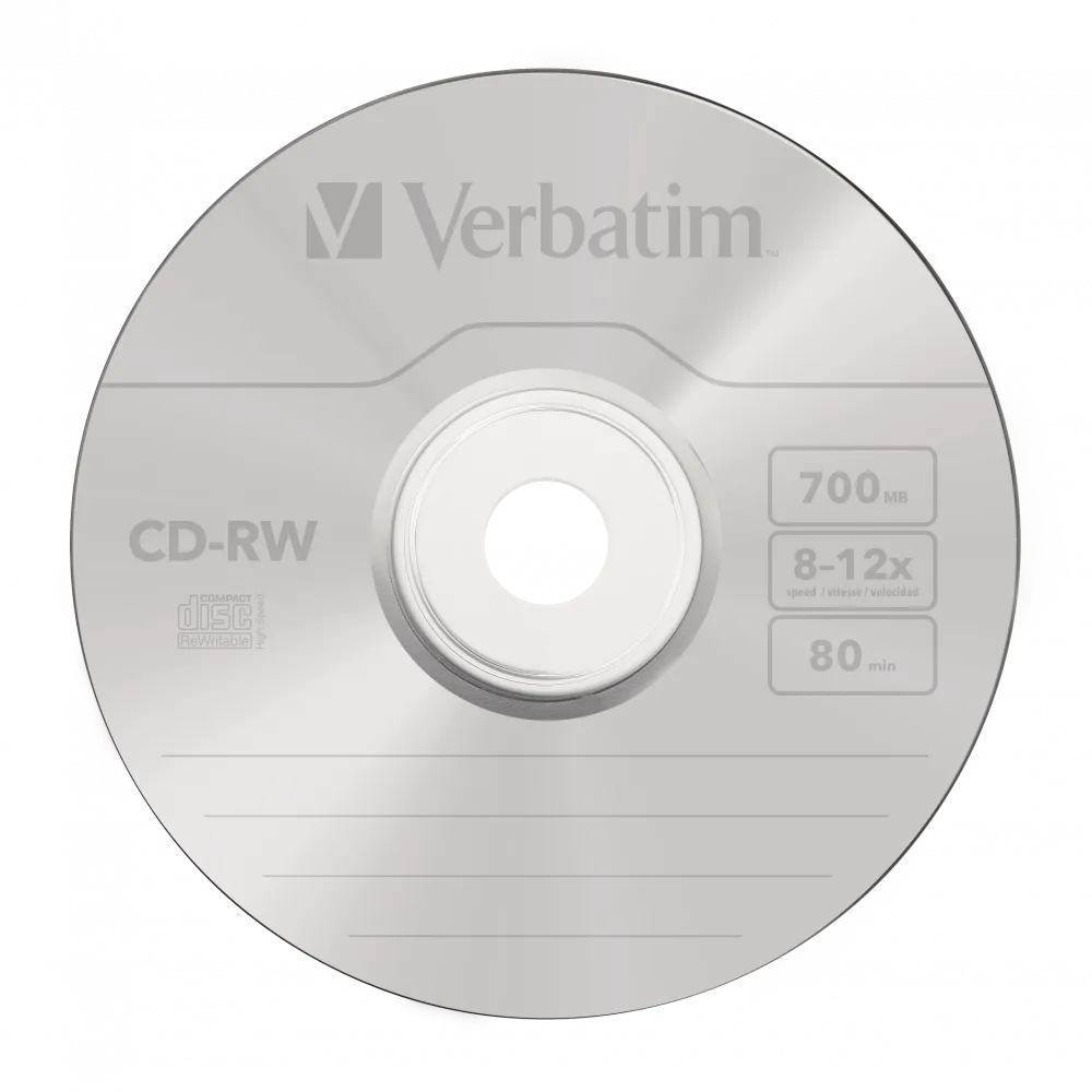 CD-RW Verbatim 700MB viteză 12x, pachet 10 discuri în JewelCase