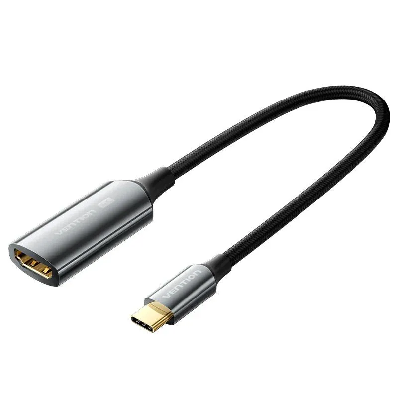 Adaptor video USB-C la HDMI Vention negru conectori auriti