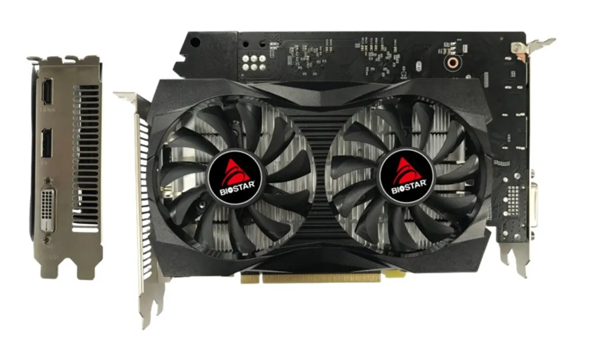Placa video Biostar GeForce GTX 1050 Ti cu 4GB GDDR5 și 2 ventilatoare