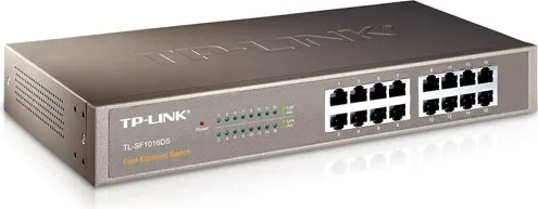 Switch de rețea TP-Link 16 porturi cu carcasă metalică gri