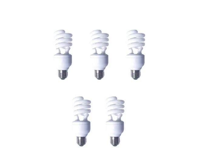 Set 5 becuri fluorescent Panasonic E27 19W forma spirală lumină alb rece