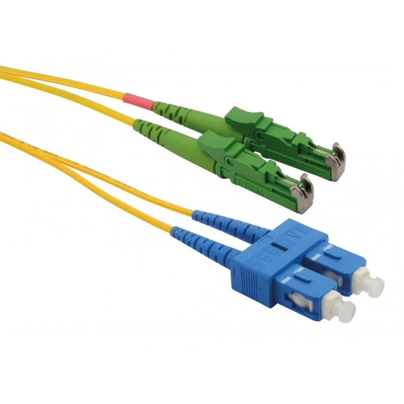 Patchcord fibră optică duplex 2m E2000/APC-SC/PC manta LSZH