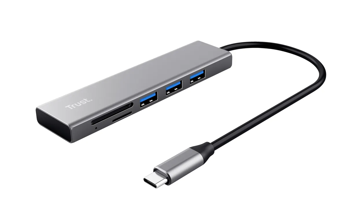 Hub USB-C Trust Halyx Fast cu 3 porturi și cititor de carduri