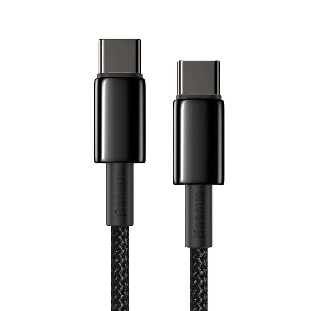 Cablu USB-C Baseus Tungsten Gold 100W negru 2m braided