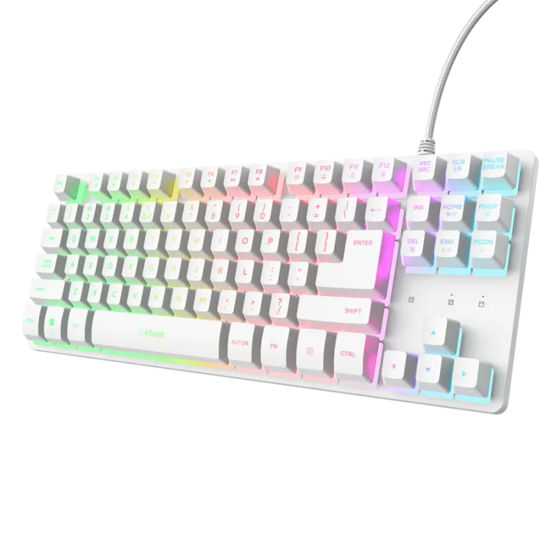 Tastatura mecanică Trust GXT833W Thado TKL albă, formă compactă