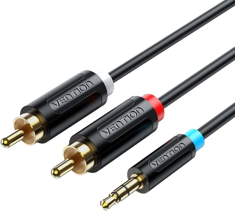 Cablu audio Vention Jack 3.5mm la 2x RCA, 1 metru, conectori auriti