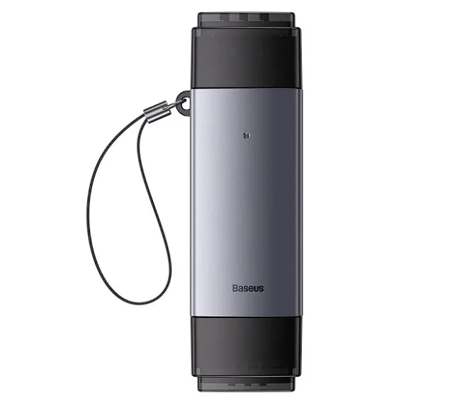 Cititor de carduri Baseus Lite metalic gri cu porturi USB 3.0 și Type-C
