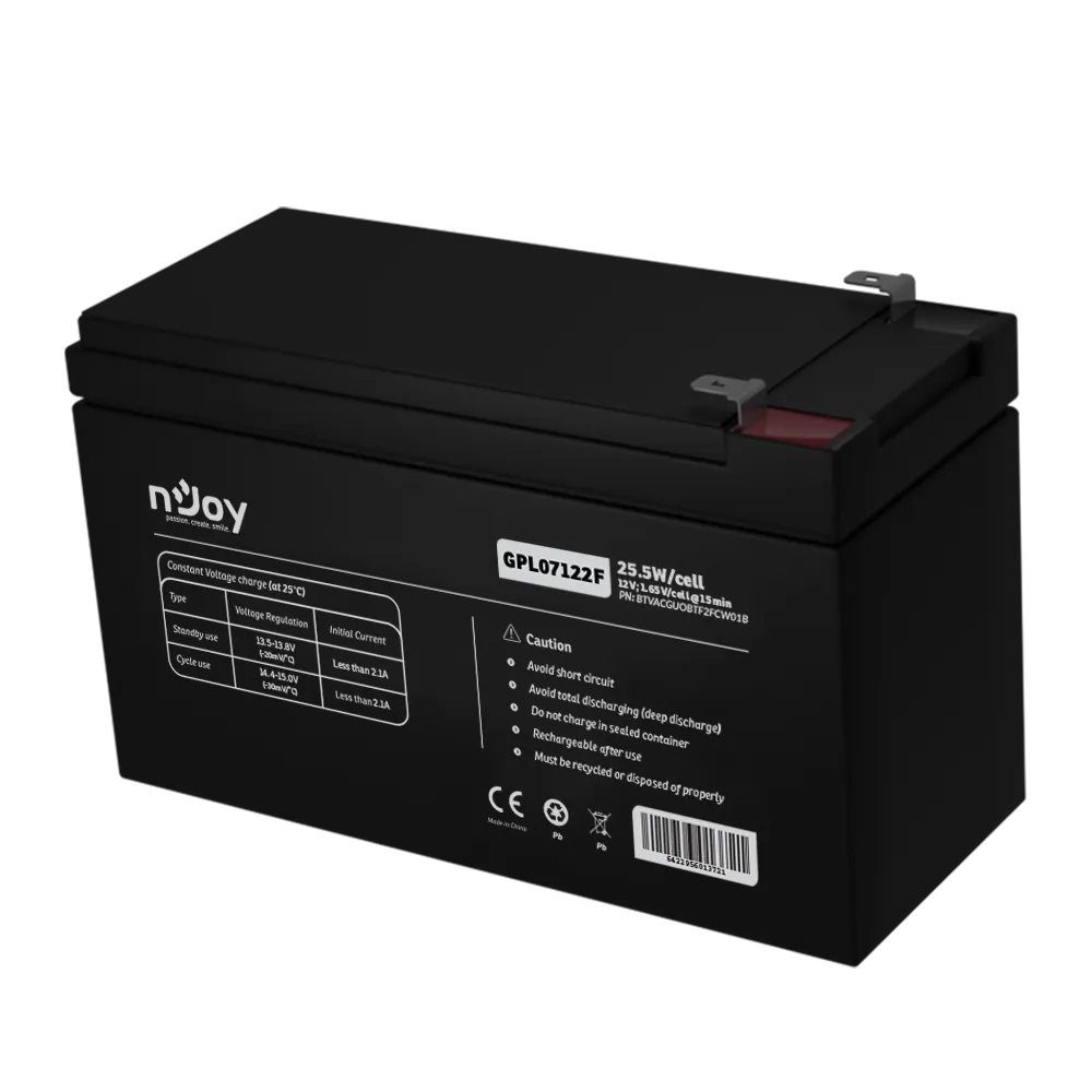 Baterie UPS Njoy GPL07122F 12V 7Ah cu borne F2, vedere frontală