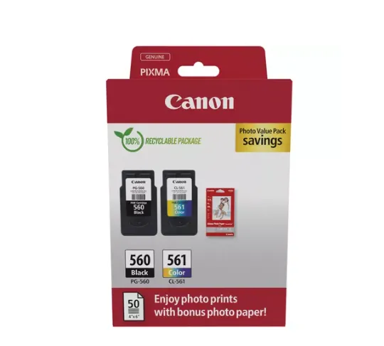 Set cartușe Canon PG-560 negru și CL-561 color cu hârtie foto