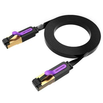 Cablu Patch Cord STP Vention Cat. 7 negru 15m, design plat