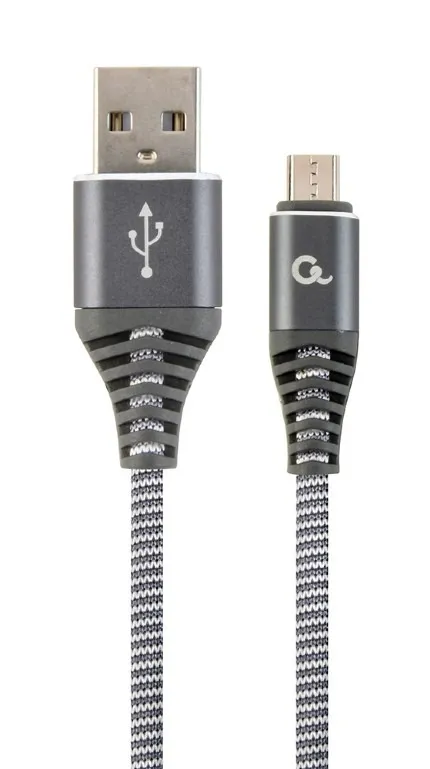 Cablu USB Gembird 2 metri impletit bumbac gri metalizat Micro-USB