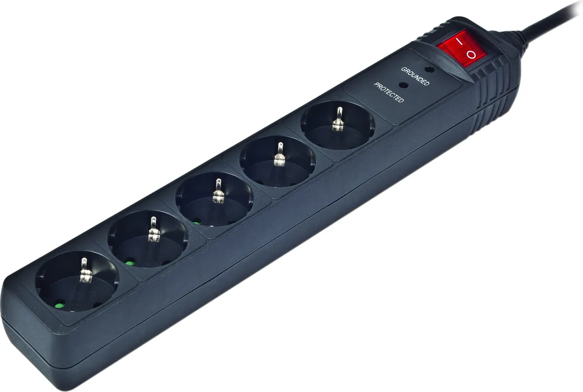 Prelungitor electric Gembird 5 prize Schuko negru cu cablu 3m