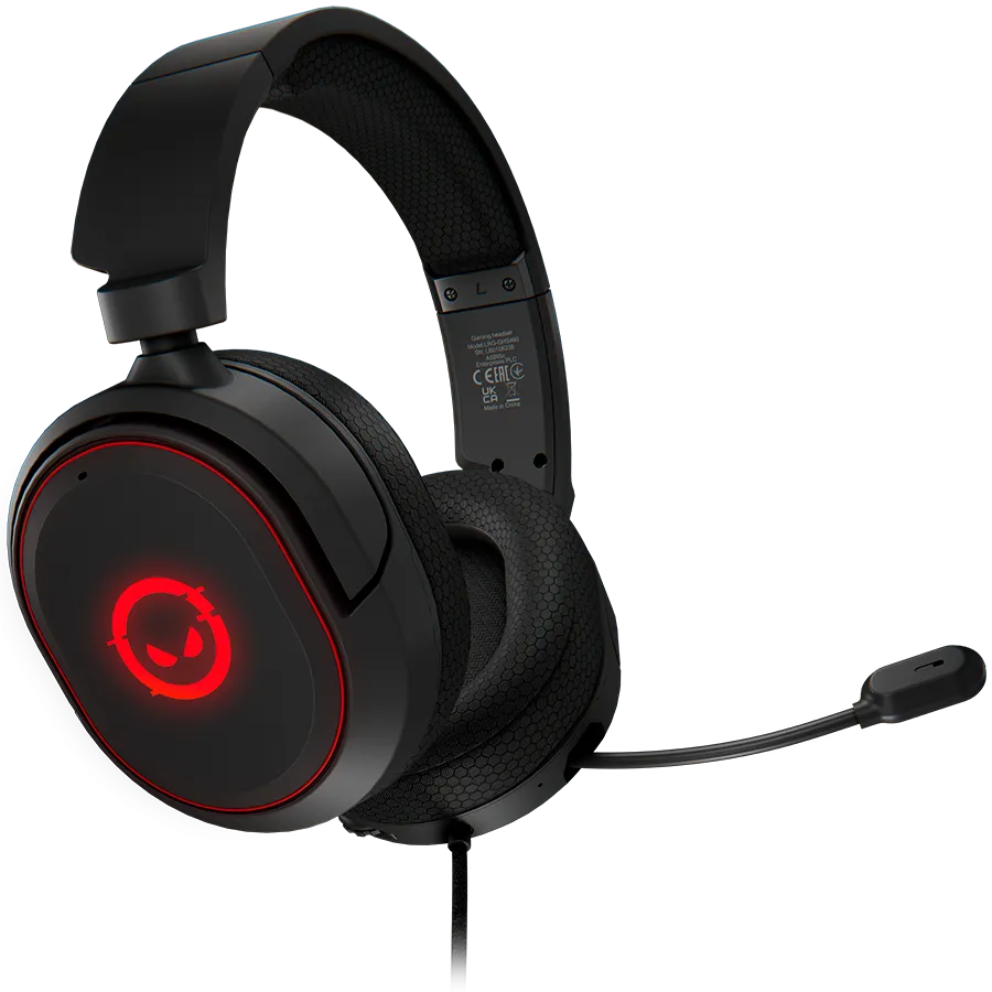 Cască gaming LORGAR Kaya 460 neagră cu iluminare RGB și microfon