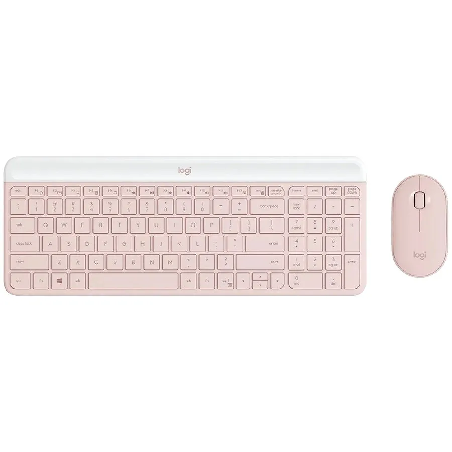 Set tastatură și maus Logitech MK470 wireless slim în culoarea roz