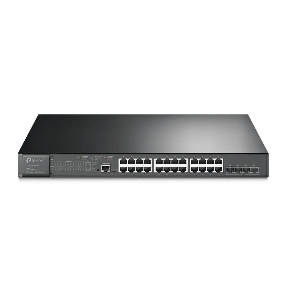 Switch rețea manageable TP-Link cu 24 porturi Gigabit și 4 porturi SFP+