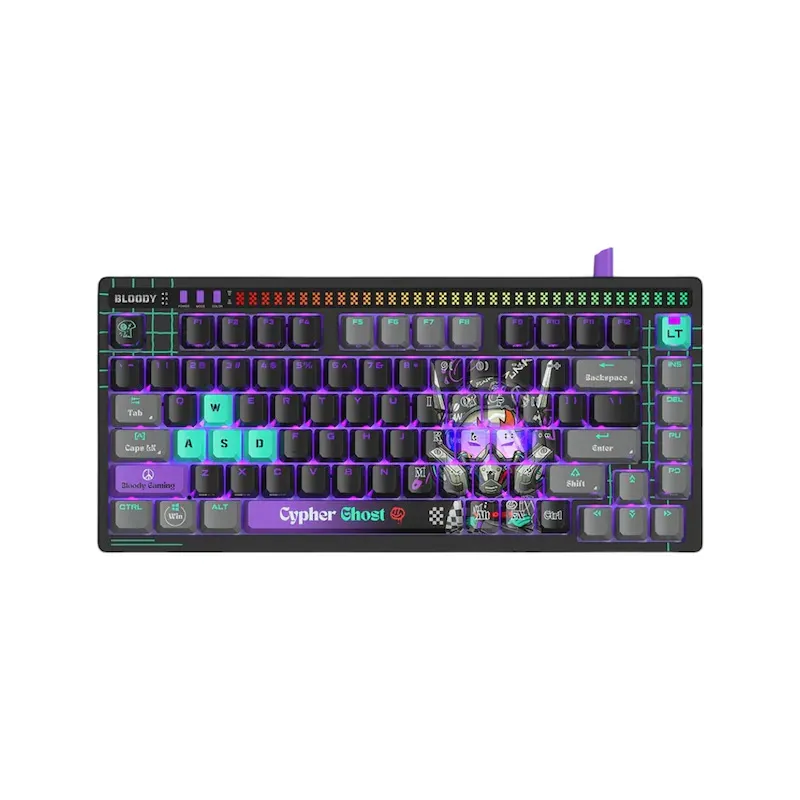 Tastatura mecanică gaming Bloody AT75 cu switch optic alpha, design Cypher Ghost