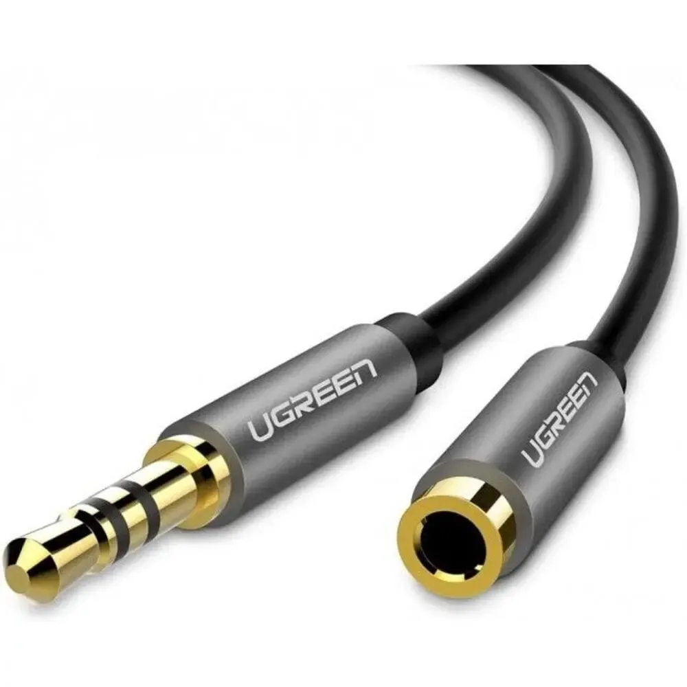 Cablu audio stereo Ugreen AV118 negru cu conectori auriti 3.5mm