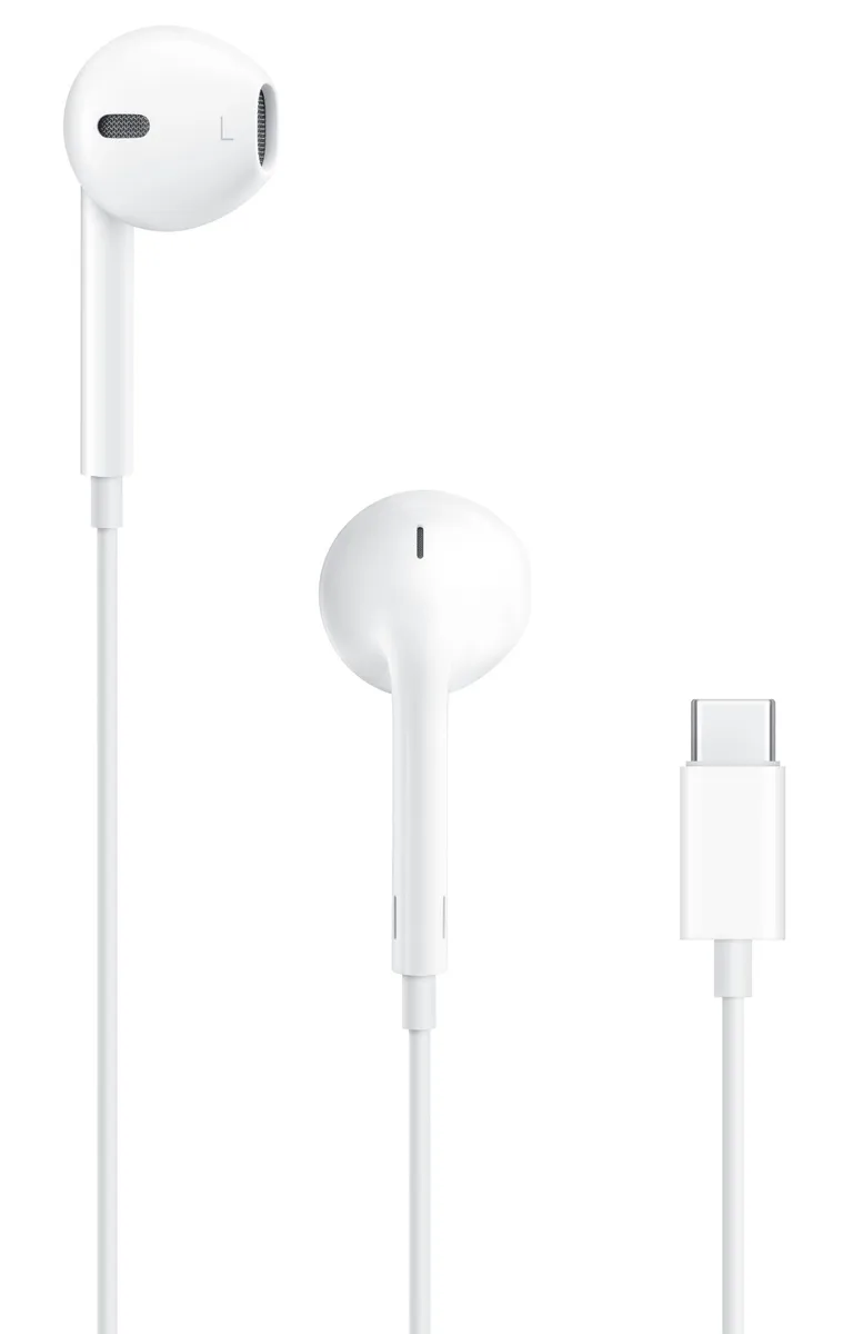 Căști Apple EarPods albe cu USB-C și carcasă de încărcare