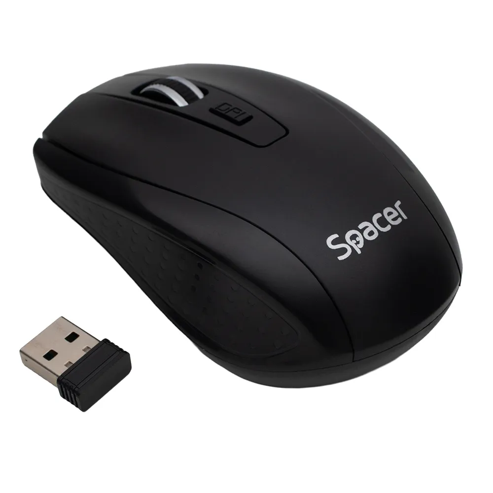 Maus wireless Spacer negru 2.4GHz cu senzor optic 1600 DPI