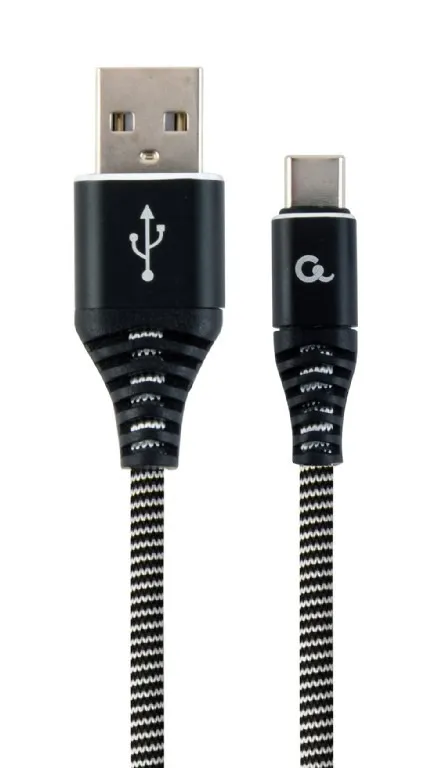 Cablu USB-C Gembird 2 metri, metalic negru cu alb
