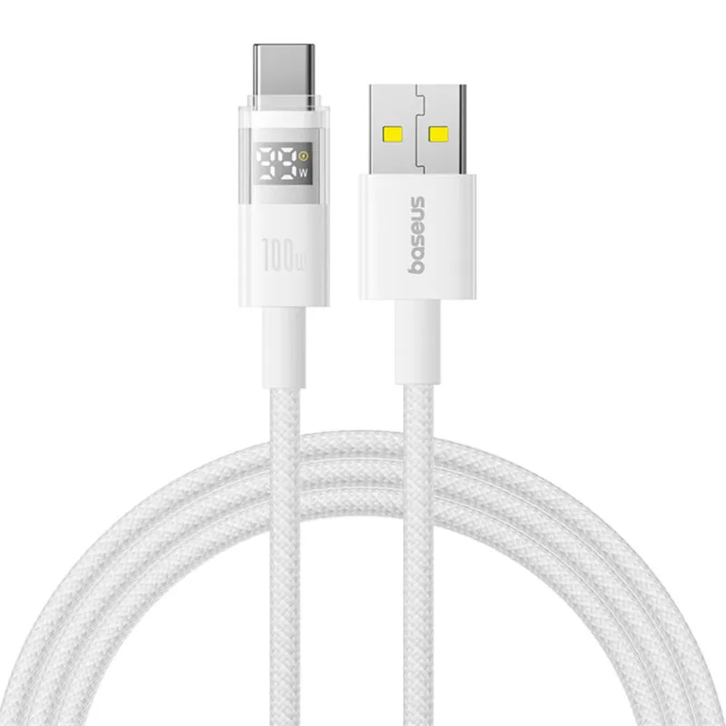 Cablu USB-C Baseus 100W braided alb 1 metru