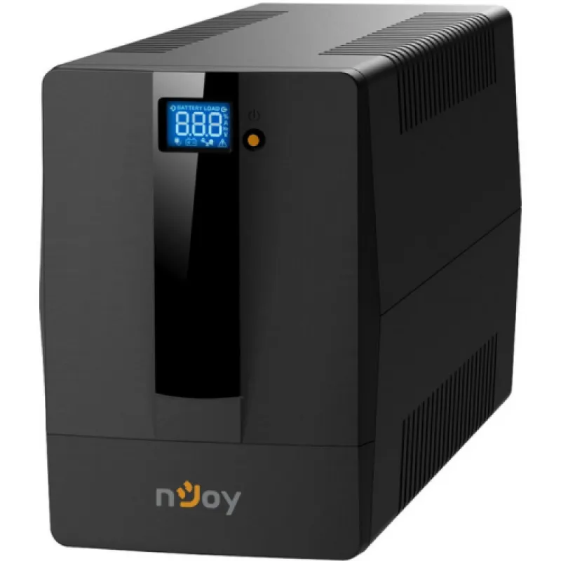 UPS Njoy 600VA negru cu display digital și 4 prize protejate