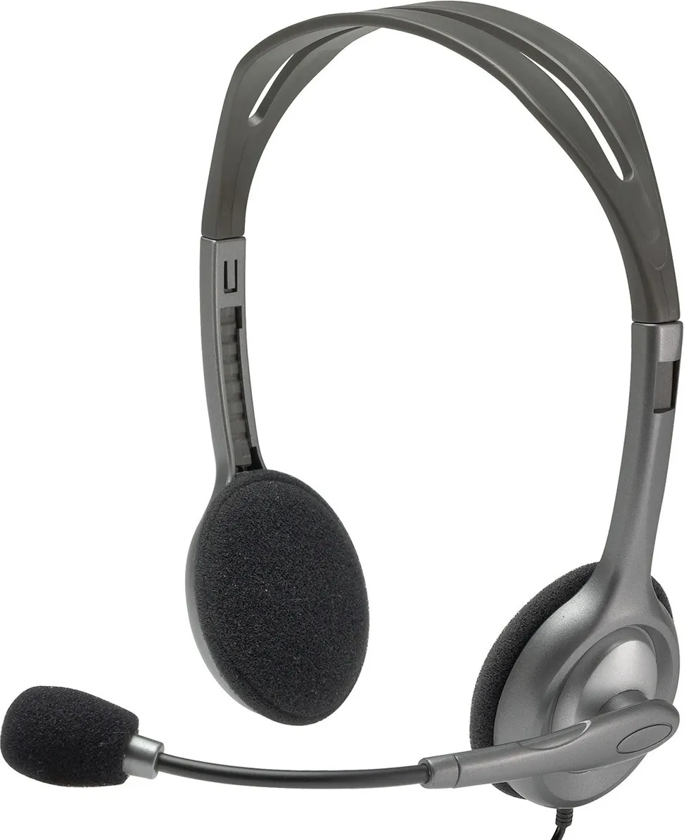 Căști Logitech H111 negre cu fir și microfon pe brat pentru call center