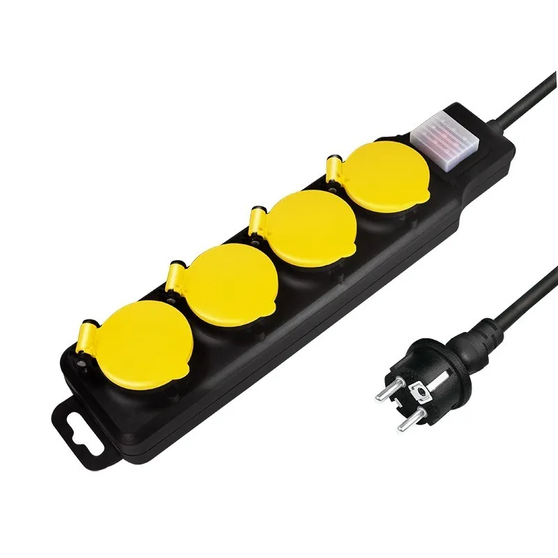 Prelungitor electric Logilink negru și galben cu 4 prize Schuko și cablu 1.5m