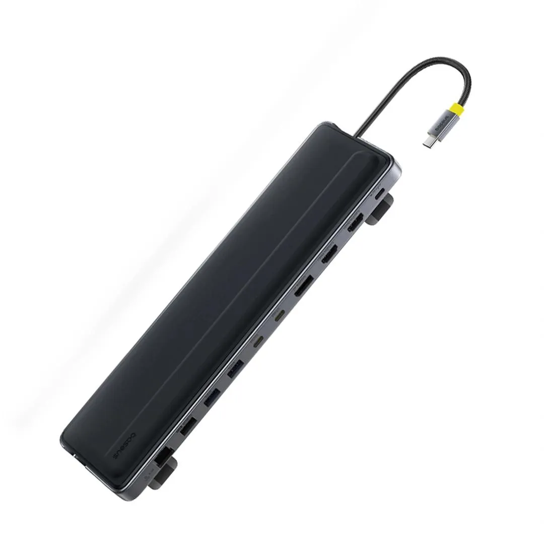 DOCKING Station Baseus EliteJoy EH3 Series 12-in-1, conectare PC USB-C,Type-C to 2xHDMI 4K@60Hz,1xDP4K@60Hz,2xUSB-C(10Gbps),2xUSB-A(5Gbps),1xUSB-A(480Mbps),SD/TF(3.0),RJ45(Gigabit),USB-C(PD), gri "B0114200" (timbru verde 0.18 lei) - 6932172692278