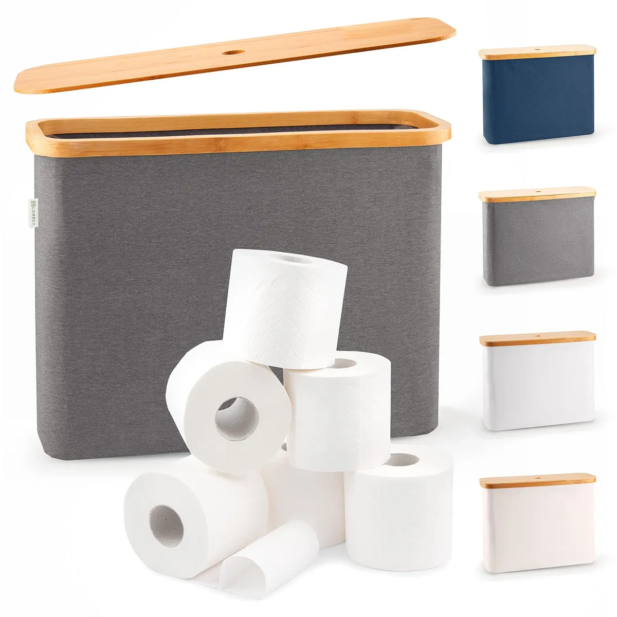 Organizator bambus impermeabil pentru hârtie igienică gri 45x15x34.5cm