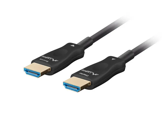 Cablu HDMI 2.1 optic negru AOC de 30 metri cu conectori mascul-mascul