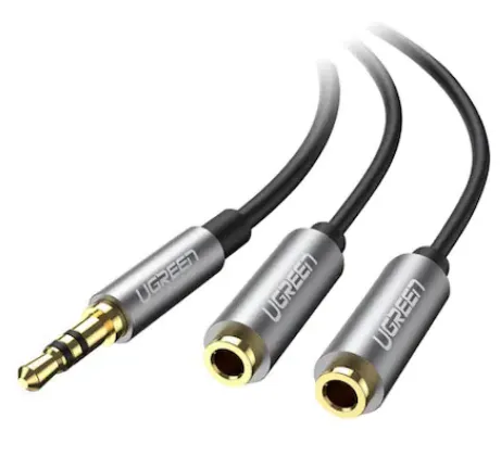 Cablu audio Ugreen AV123 splitter stereo 3.5mm conectori auriti