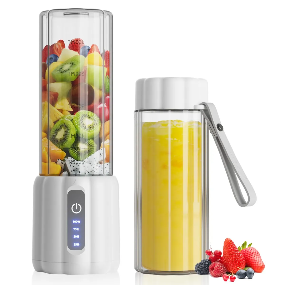 Blender portabil mini 500ml cu 6 lame inox și capac travel