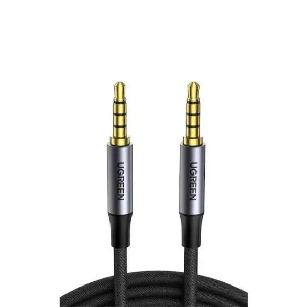 CABLU audio Ugreen, "AV183" stereo 4-pini (3.5 mm jack T/T), conectori auriti, 1.5m, braided, negru "20497" (timbru verde 0.18 lei) - 6957303824977