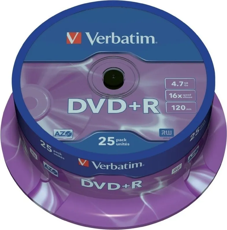 DVD+R Verbatim 4.7GB set 25 discuri în cutie spindle Matt Silver