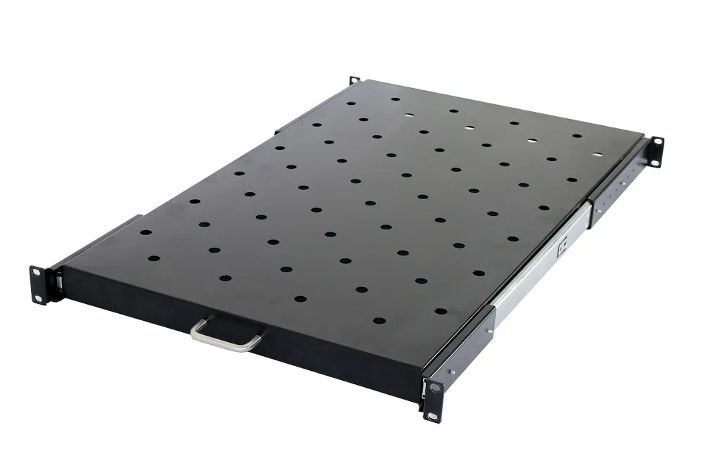 Raft culisant 1U negru pentru rack 19 inch, capacitate 60kg