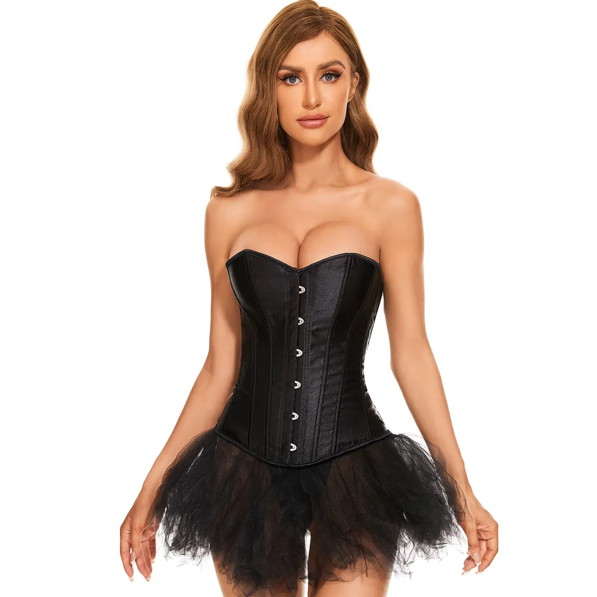 Corset overbust pentru femei cu design gotic și mărimi XS-XXL