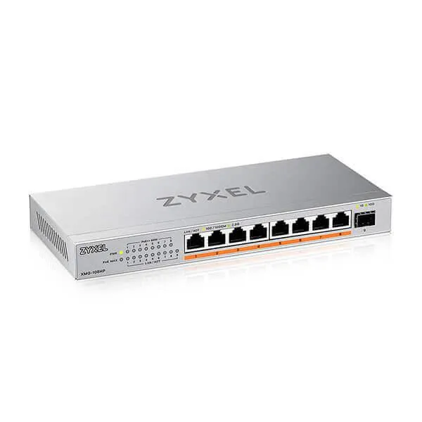 Switch ZyXel XMG-108HP cu carcasă metalică, 8 porturi 2.5G și alimentare POE++